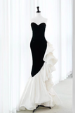 Simple Mermaid Strapless Sequin Long Prom Dresses HZ1024