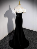 Black Off Shoulder Mermaid Long Prom Dress HZ1024