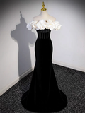 Black Off Shoulder Mermaid Long Prom Dress HZ1024