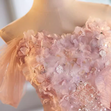 Modest Mermaid Off The Shoulder Long Pink Prom Dress HZ1024