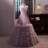 Vintage Ball Gown Strapless Lilac Tulle Beads Ruffles Sweet 16 Dresses HZ1024