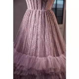Vintage Ball Gown Strapless Lilac Tulle Beads Ruffles Sweet 16 Dresses HZ1024