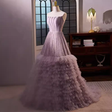 Vintage Ball Gown Strapless Lilac Tulle Beads Ruffles Sweet 16 Dresses HZ1024