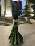 Sexy Mermaid Sleeveless Green Long Prom Dresses HZ1024