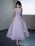 Sexy A Line Sleeveless Lilac Floral Sequin Long Prom Dress HZ1024
