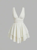 Vintage A line Straps White Chiffon Homecoming Dress 18th Birthday Outfits HZ1024