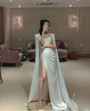 Fairytale Mermaid Sweetheart Satin White High Slit Long Wedding Dress HZ1024