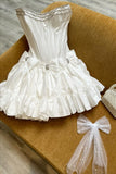 Strapless A-line Short Cocktail Dress With Bow Homecoming Dress HZ1024