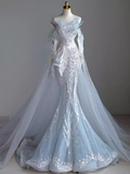 Chic Mermaid Off The Shoulder Short Sleeves Lace Wedding Dress HZ1024