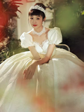 Chic Ball Gown Short Sleeves Lace Wedding Dress HZ1024