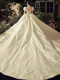 Chic Ball Gown Short Sleeves Lace Wedding Dress HZ1024