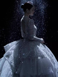 Vintage Ball Gown Scoop Neckline Lace Wedding Dress HZ1024