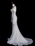Timeless Mermaid Off The Shoulder Long Sleeves Sequin Wedding Dresses With Ruffles HZ1024