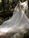 Luxury Ball Gown Off The Shoulder Short Sleeves Flowers Lace Wedding Dress HZ1024