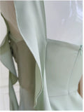 Cute A line Spaghetti Straps Sage Green Short Homecoming Dresses Party Cocktail Dress With Ruffles HZ1024