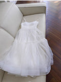 Sexy A Line Spaghetti Straps Sleeveless Tulle White Prom Dresses HZ1024