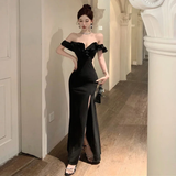Elegant High Waist Slim Wrapped Slit Long Prom Dresses New Evening Party Dress HZ1024