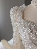Princess Ball Gown Long Sleeves Satin Wedding Dresses HZ1024