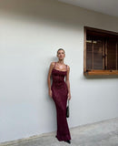 Elegant Mermaid Straps Slim Fit Burgundy Lace Prom Dress Long Evening Dresses HZ1024
