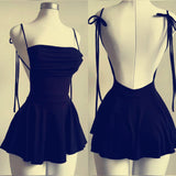 Simple Sheath Straps Black Short Homecoming Dresses 21st Birthday Outfit HZ1024