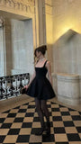 Sexy A Line Straps Black Short Homecoming Dresses 21st Birthday Outfit HZ1024