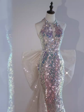 Modest Mermaid Scoop Sequin Long Prom Dresses HZ1024