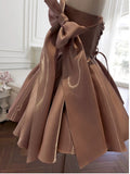 Pretty A Line Straps Satin Homecoming Dresses Birthday Outfits With Bow HZ1024