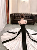 Pretty A Line Spaghetti Straps White Ruffles Chiffon Prom Dresses HZ1024