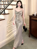 Pretty Mermaid Spaghetti Straps Long Prom Dresses Evening Dress HZ1024