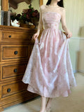 Classy A Line Strapless Pink Floral Knee Length Prom Dresses Evening Dress HZ1024