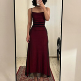 Fancy Sheath Straps Burgundy Black Long Prom Dresses HZ1024