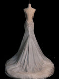 Elegant Mermaid Spaghetti Straps Sequin Long Wedding Dresses HZ1024