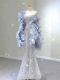 Pretty Mermaid Sweetheart Sequin Long Evening Dress Prom Dresses Birthday Outfits HZ1024