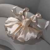 Cute A Line Straps Short Satin Homecoming Dress HZ1024