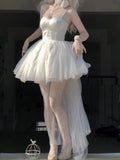 Cute A Line Spaghetti Straps Short White Homecoming Dress HZ1024
