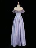 Pretty A Line Off The Shoulder Lilac Long Floral Prom Dresses Party Evening Dress HZ1024
