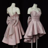 High Low Spaghetti Straps Short Pink Homecoming Dress Cocktail Dress HZ1024