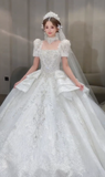 Timeles Ball Gown Square Tulle Sequin Short Sleeves Long Wedding Dresses HZ1024