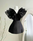 Cute A Line V Neckline Black Short Homecoming Dress HZ1024