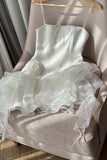 Spaghetti Straps Sleeveless Floral Tulle Satin A-Line Mini Homecoming Dress HZ1024