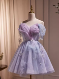 Cute Ball Gown Off The Shoulder Lilac Party Dress Homecoming Dresses HZ1024