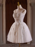 Cute Ball Gown Straps Beads Party Dress White Homecoming Dresses HZ1024