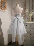 Elegant Ball Gown Straps Tulle Party Dress Gray Homecoming Dresses HZ1024