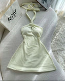 Chic A Line Halter Satin Short Homecoming Dress 18th Birthday Outfits HZ1024
