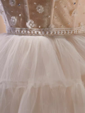 Elegant Ball Gown Strapless Tulle Party Dress White Homecoming Dresses HZ1024