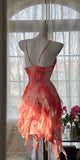 Gorgeous Mermaid Spaghetti Straps Chiffon Sequin Ruffles Short Homecoming Dress 18th Birthday Outfits HZ1024