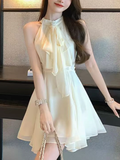 Elegant A Line Halter Chiffon Short Homecoming Dress 17th Birthday Outfits HZ1024