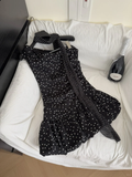 Sweet 16th Black A Line One Shoulder Satin Polka Dots Short Homecoming Dress Birthday Outfits HZ1024