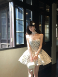 Pretty 19th A Line Spaghetti Straps Satin Printed Short Homecoming Dress Birthday Outfits HZ1024