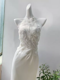 Simple Sheath High Neckline Lace Birthday Dress White Homecoming Dresses HZ1024